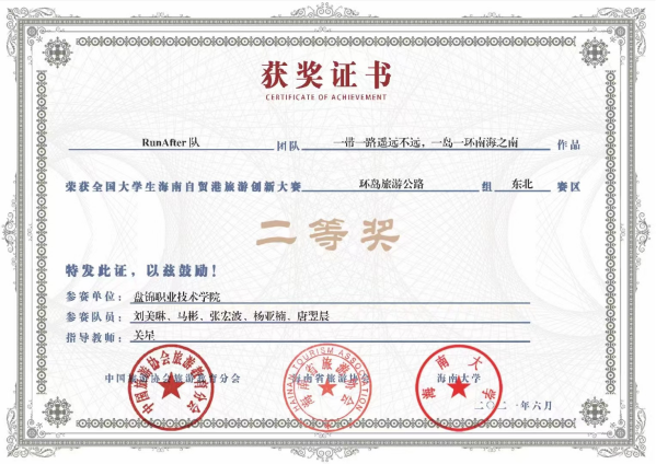 7 刘美琳等+2021年全国大学生海南自贸港旅游创新大赛二等奖